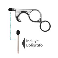LLAVERO MULTIUSOS CON BOLÍGRAFO Y TOUCH GRIS