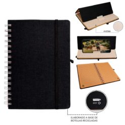 CUADERNO LIBRETA RECICLADO RPET NEGRO