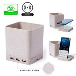 CARGADOR INALÁMBRICO CON PORTA BOLÍGRAFOS DE AVENA